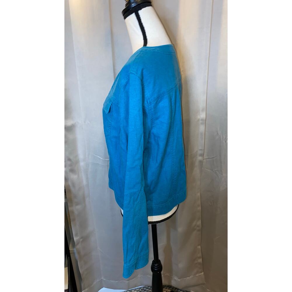 Pendleton Teal Linen Blend Lightweight Button Fro… - image 3